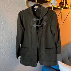 Y2K Chaps Denim Petites Green Toggle Utility Jacket womens size MP medium petite